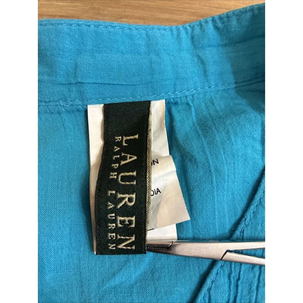 Lauren Ralph Lauren Turquoise Cotton Swim Coverup Tunic Small 100% Cotton